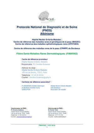 Calam O Protocole National De Diagnostic De Soins Albinisme