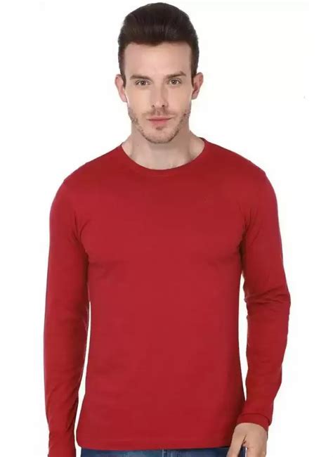 Cotton Maroon Men Plain Full Sleeve T Shirt At Rs 138 In Kolkata Id