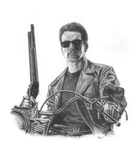 The Terminator Drawing by JWB Art Unlimited - Pixels