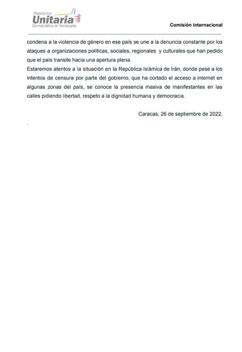 Unidad Venezuela On Twitter Comunicado De La Comisi N Internacional