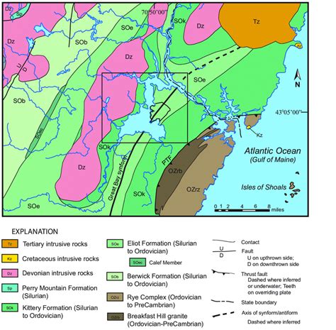 Bedrock Geology Map Of The Great Bay National Wildlife Refuge Box Download Scientific Diagram