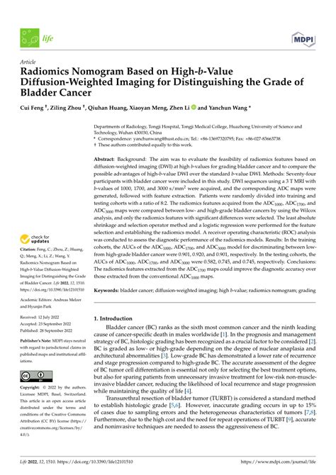 PDF Radiomics Nomogram Based On High B Value Diffusion Weighted