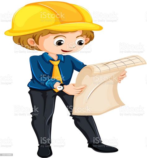 An Engineer Watching His Sketch Plan Stock Illustration Download