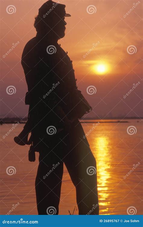 Silhouette Of Soldier At Sunset Editorial Photography Image Of