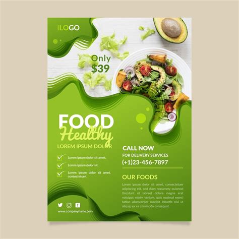 Healthy Food Restaurant Flyer Template Design Free Vector