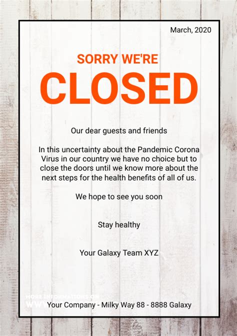 Sorry Were Temporarily Closed Flyer Poster Template Postermywall