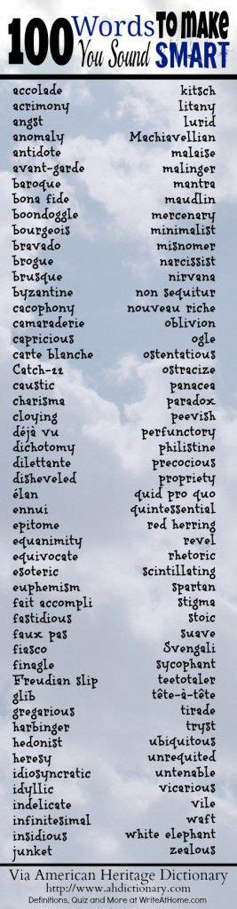 100 Words To Make You Sound Smart Vocabulary Home