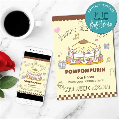 Pompompurin Invitation Customizable Template Diy Bobotemp