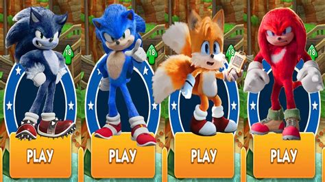 Sonic Dash Movie Sonic Vs Movie Werehog Vs Movie Knuckles Vs Movie