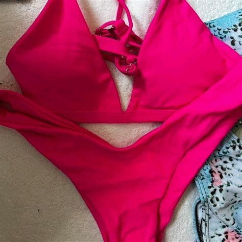 Hot Pink Sexy Cute Y2k Bikini Set Depop