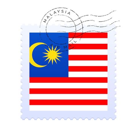 Premium Vector Malaysia Postage Mark National Flag Postage Stamp Isolated On White Background