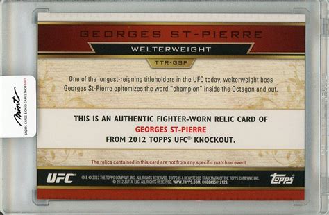 Mint Topps Ufc Knockout Georges St Pierre Fighter