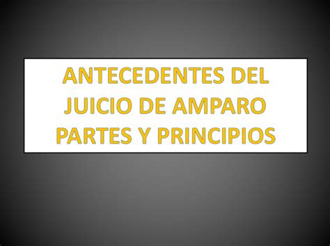 Antecedentes Del Juicio De Amparo Partes Y Principios Derechomexicano