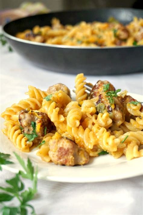 One Pan Butternut Squash Sausage Pasta