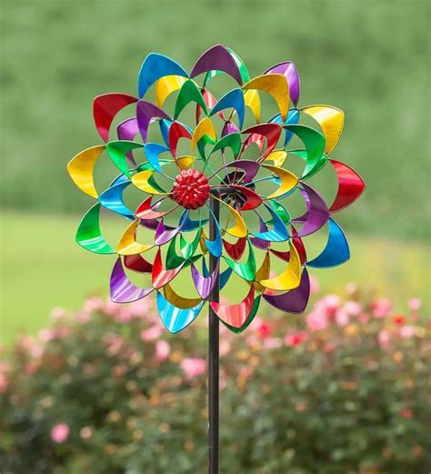 Use This Multicolor Zinnia Wind Spinner With Dual Rotors To Add Motion