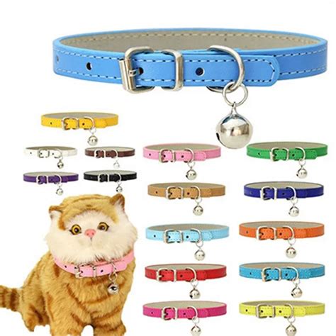 Pet Cat Collar Bell Dog Collar Ajustável Colar de Cachorro Sólido