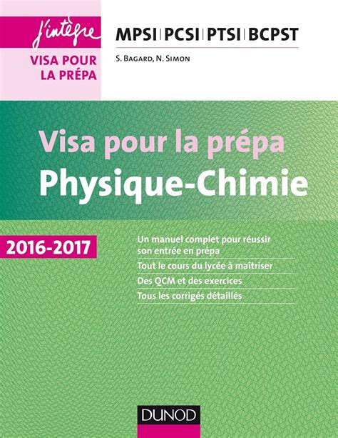 Amazon Physique Chimie Visa Pour La Pr Pa Mpsi Pcsi Ptsi Bcpst