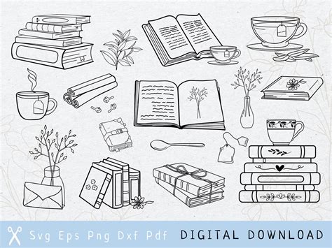 Book Clipart Book Svg Open Book Clipart Wildflower - Etsy