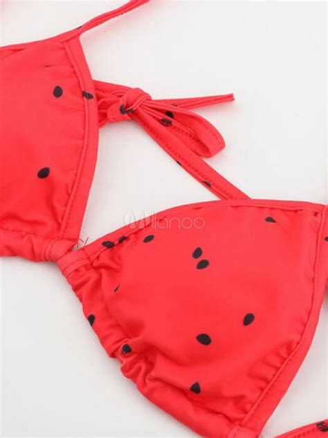 Thong Bikini Swimsuit Sexy Red Watermelon String Bikini Beach Swimwear Milanoo