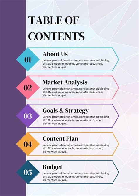 Purple Simple Minimalist Table Of Contents Templates By Canva Table