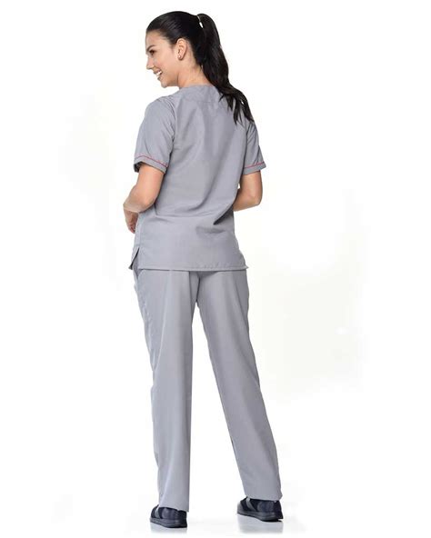 Uniforme Gris Con Detalles Rojos En Mangas Antifluido Dama S11 2 Mevecol