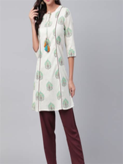 Buy Shree Women Off White And Brown Ethnic Printed Kurta With Trousers Kurta Sets For Women