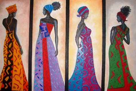 El Arte Y Actividad Cultural Mujeres Africanas Moderno Cuadro Minimalista