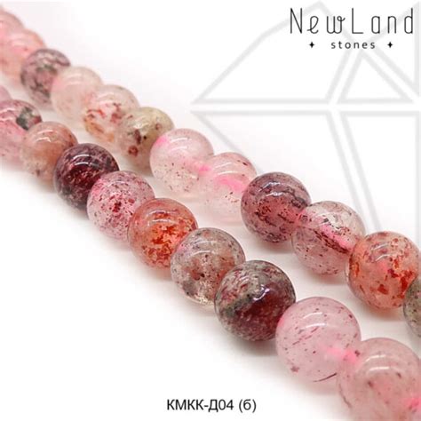 Клубничный кварц 1/2 нити 6 мм | NewLand-furnitura