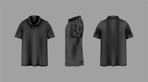 Collar Shirt Template Set Front Side Back View Mockup 2800360 Vector