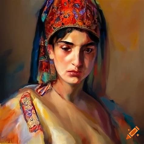 Armenian Woman In Traditional Clothes Painting Inspired By Degas On