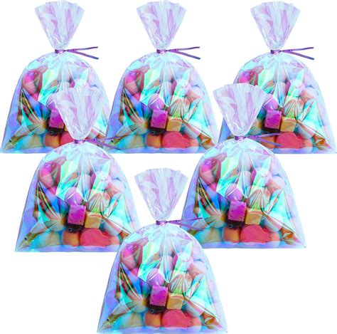 120 Pieces Iridescent Cellophane Bag Cellophane Treat Bags Iridescent