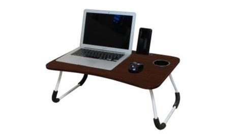 Durable Wooden Laptop Table With Cup And Tab Holder Brown At Best Price