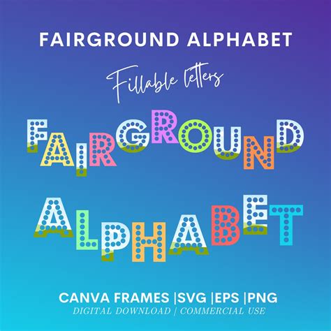 Canva Fillable Letters Fairground Alphabet Alphabet Svg Etsy