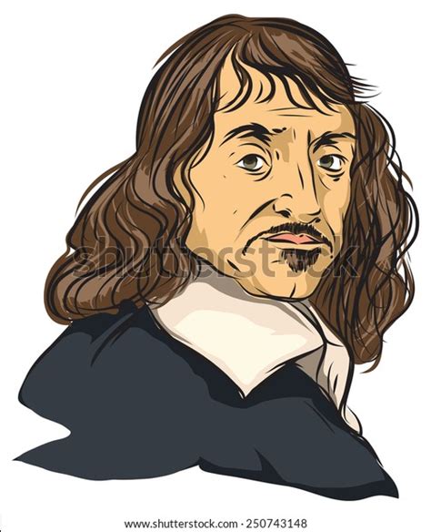 Vector Illustrated Portrait Descartes Vetor Stock Livre De Direitos