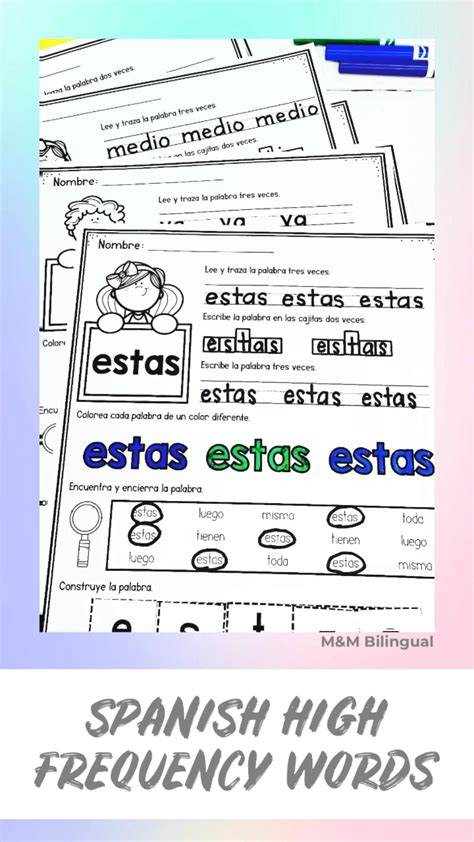 Spanish High Frequency Words Palabras De Uso Frecuente Artofit