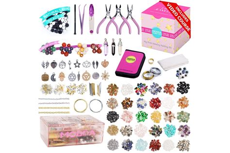 Modda Natural Stone Jewelry Making Kit Crystal Lava Chakra Beads