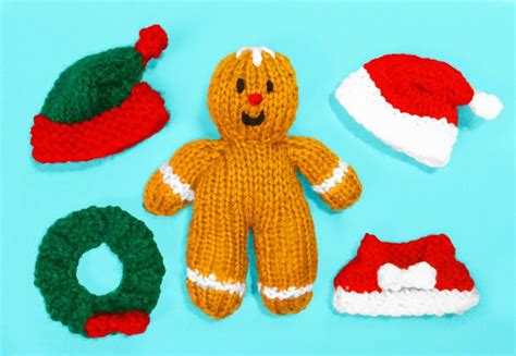 Knitting Pattern Christmas Gingerbread Man Doll With Removable Clothes