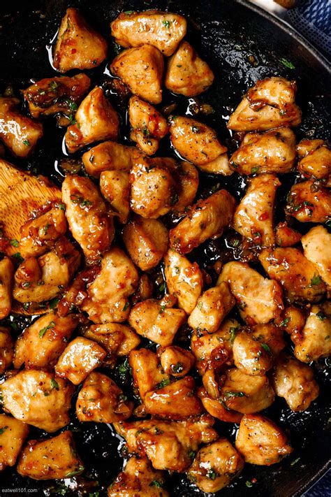 Honey Garlic Chicken Bites Garlic Chicken Recipes Chicken Bites