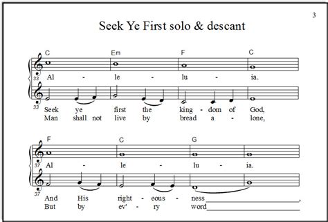 Seek Ye First Chords & Easy Sheet Music