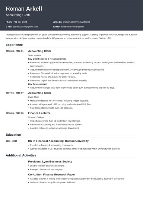 Resume For Accounting Clerk Resume Clerk Accounting Templates Word