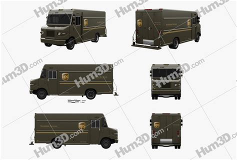 International 1552SC P70 UPS Truck 2015 Blueprint Template - 3DModels.org