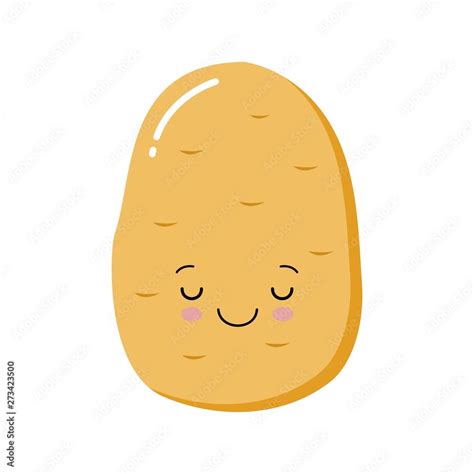 Cute Happy Smiling Funny Potato Vector Flat Cartoon Character Illustration Icon Design Stock