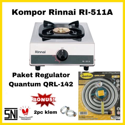 Jual Paket Kompor Gas Rinnai 1 Tungku RI 511A Bonus Selang Regulator