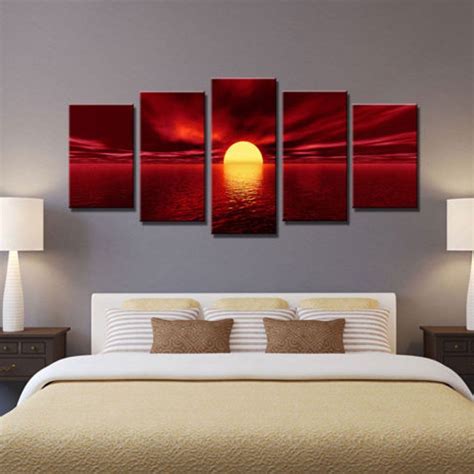 Pcs Sunrise Landscape Canvas Print Art Painting Home Wall Decor Framed