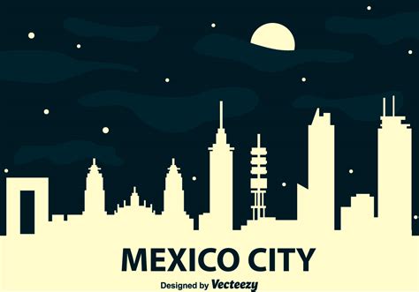 Mexico City Skyline At Night Vector - Download Free Vector Art, Stock ...