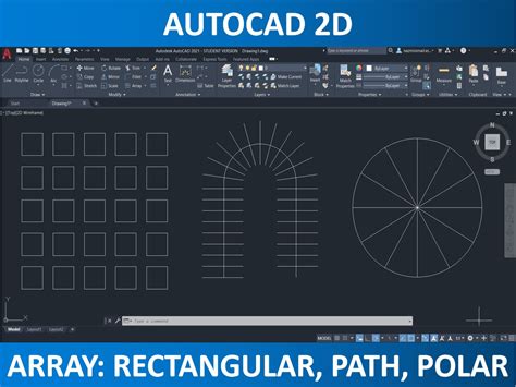 AutoCAD 2D Cara Guna Array Rectangular Path Polar NF Design