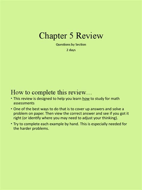 Chapter 5 Review Questions By Section 2 Days Pdf Trigonometric