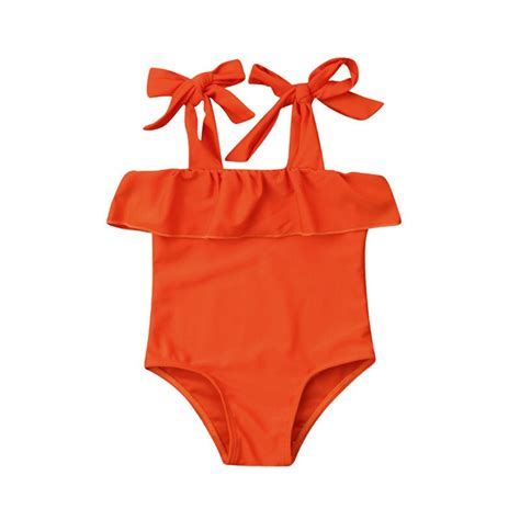 Nyfødte børn baby piger rem flæser orange bikini badetøj badedragt