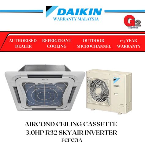 Daikin Authorised Dealer R32 Skyair Inverter 3 0hp 24 200 Btu Ceiling Cassette Aircond