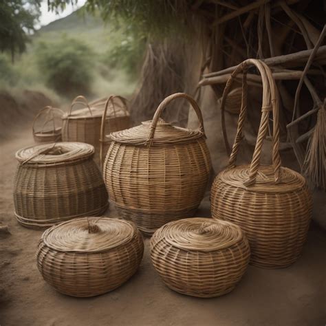 Premium Photo Woven Bamboo Baskets